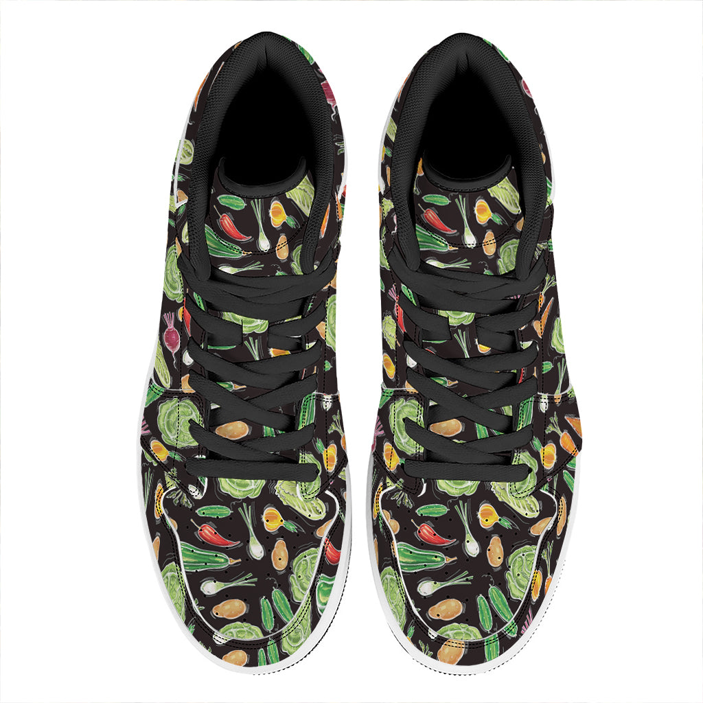 Fresh Vegetable Pattern Print High Top Leather Sneakers