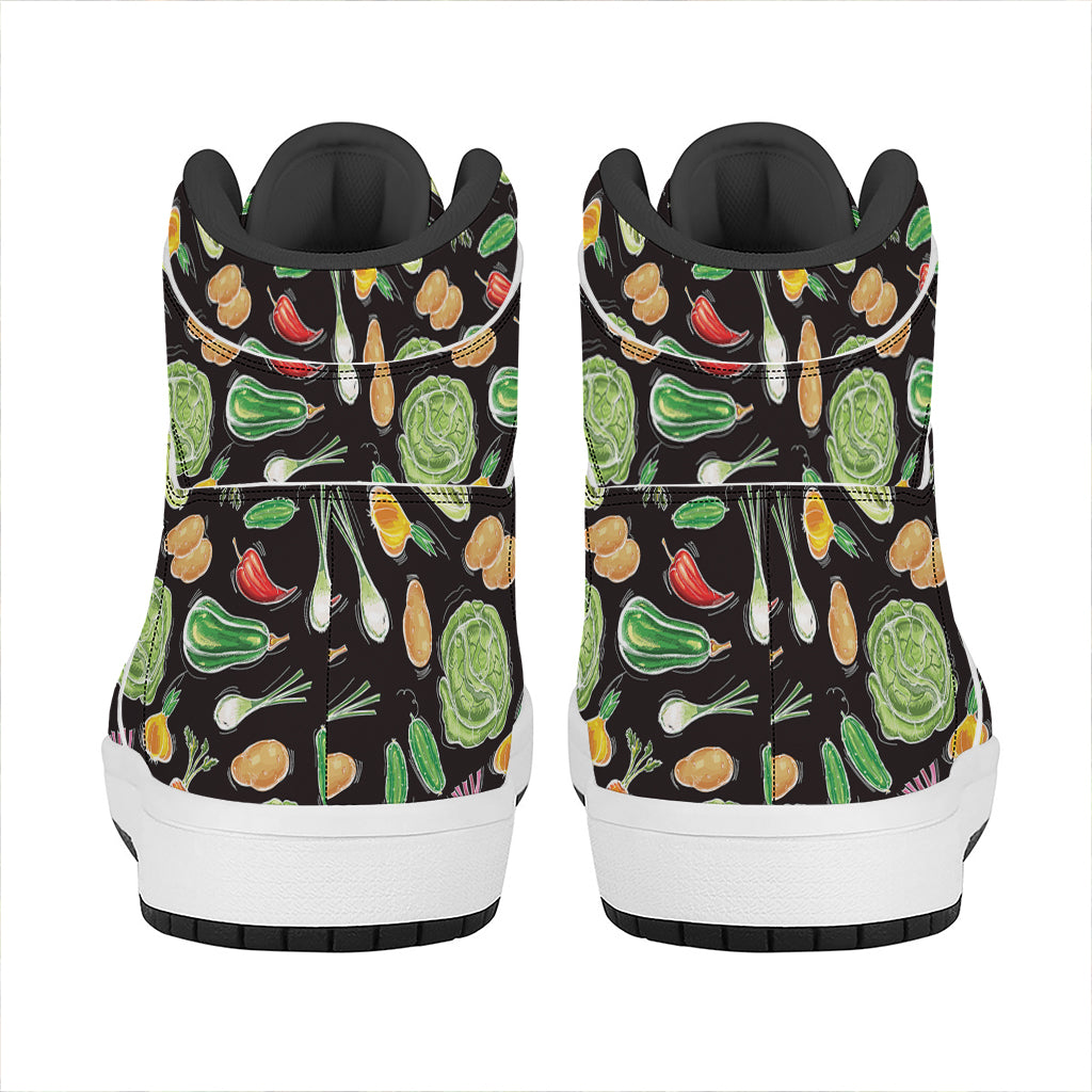Fresh Vegetable Pattern Print High Top Leather Sneakers
