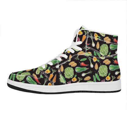 Fresh Vegetable Pattern Print High Top Leather Sneakers