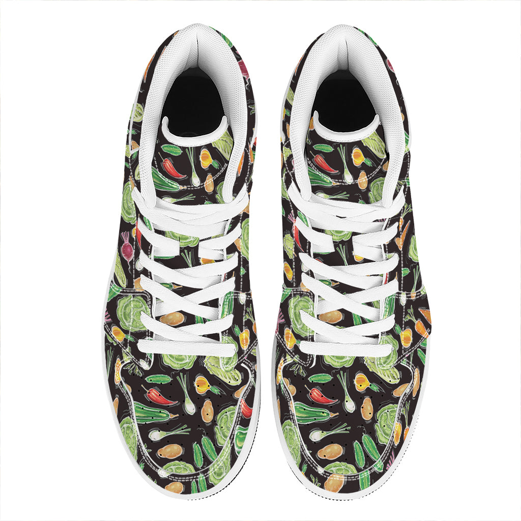 Fresh Vegetable Pattern Print High Top Leather Sneakers