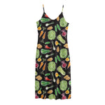 Fresh Vegetable Pattern Print Jersey Midi Cami Dress
