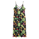 Fresh Vegetable Pattern Print Jersey Midi Cami Dress