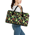 Fresh Vegetable Pattern Print Leather Duffle Bag