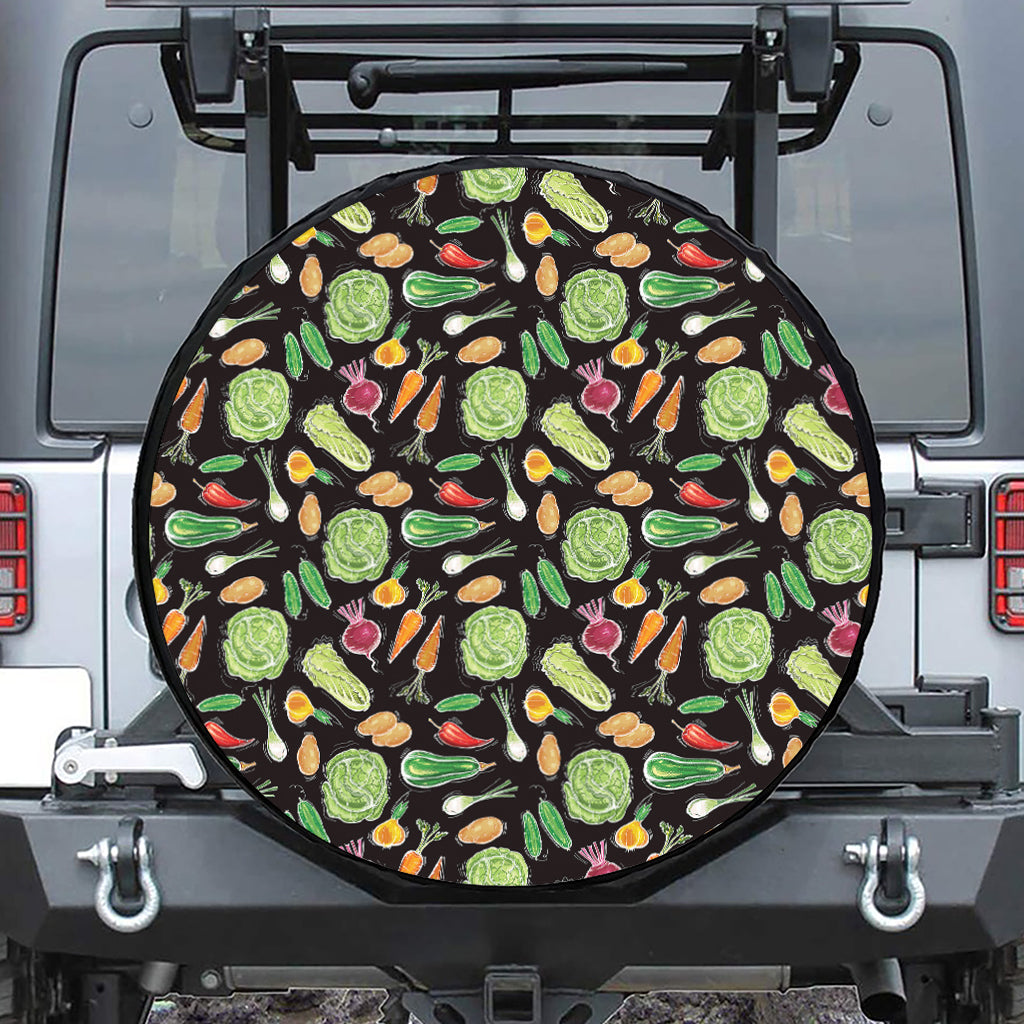 Fresh Vegetable Pattern Print Leather Spare Tire Cover