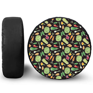 Fresh Vegetable Pattern Print Leather Spare Tire Cover