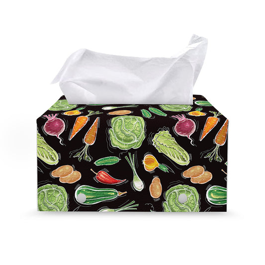 Fresh Vegetable Pattern Print Leather Tissue Box Cover