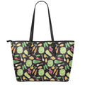 Fresh Vegetable Pattern Print Leather Tote Bag With Zipper