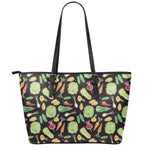 Fresh Vegetable Pattern Print Leather Tote Bag
