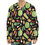 Fresh Vegetable Pattern Print Long Sleeve Baseball Jersey