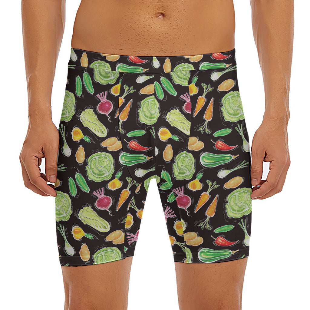 Fresh Vegetable Pattern Print Men's Long Boxer Briefs