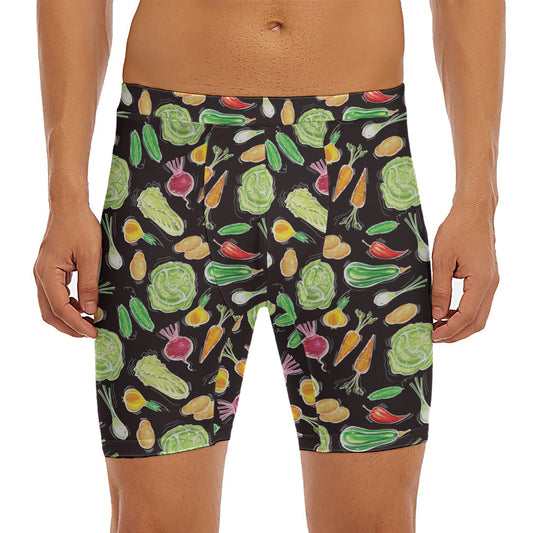 Fresh Vegetable Pattern Print Men's Long Boxer Briefs