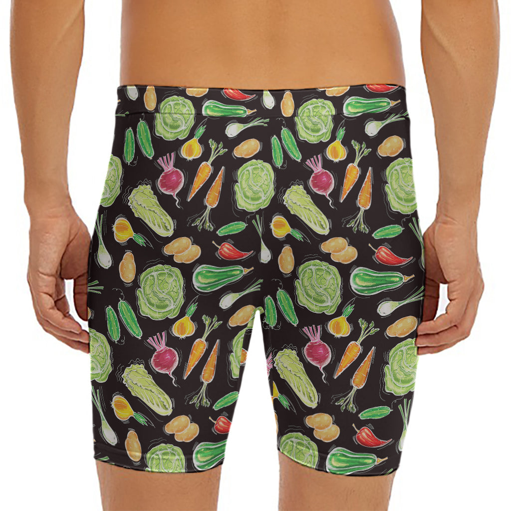 Fresh Vegetable Pattern Print Men's Long Boxer Briefs
