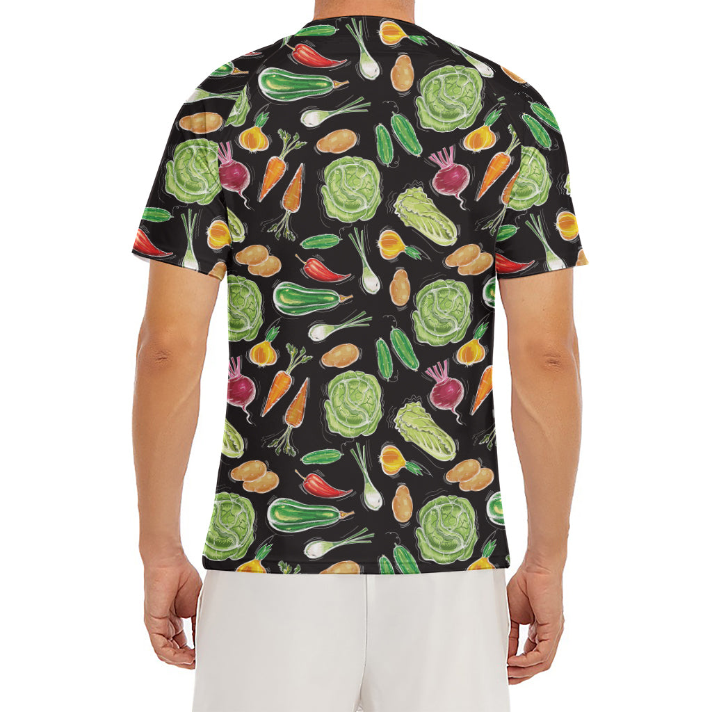 Fresh Vegetable Pattern Print Men's Short Sleeve Rash Guard