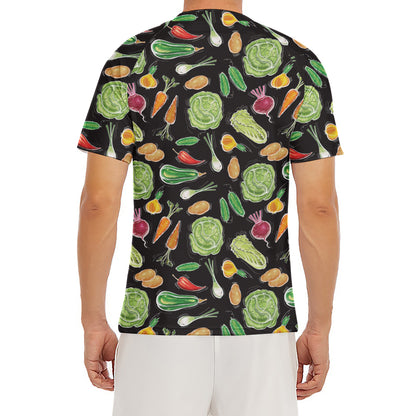 Fresh Vegetable Pattern Print Men's Short Sleeve Rash Guard