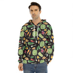 Fresh Vegetable Pattern Print Men's Velvet Pullover Hoodie