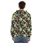 Fresh Vegetable Pattern Print Men's Velvet Pullover Hoodie
