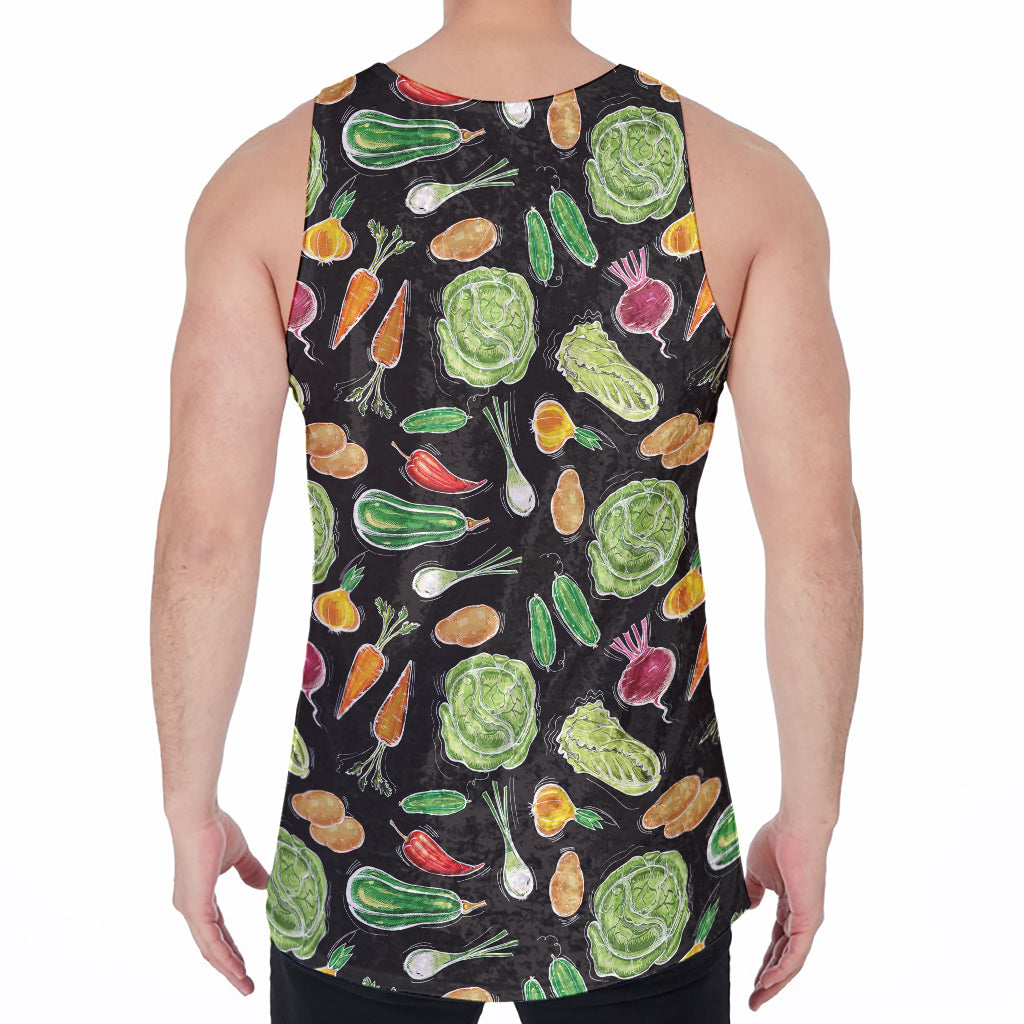 Fresh Vegetable Pattern Print Men's Velvet Tank Top