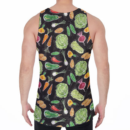 Fresh Vegetable Pattern Print Men's Velvet Tank Top