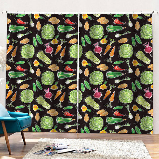 Fresh Vegetable Pattern Print Pencil Pleat Curtains