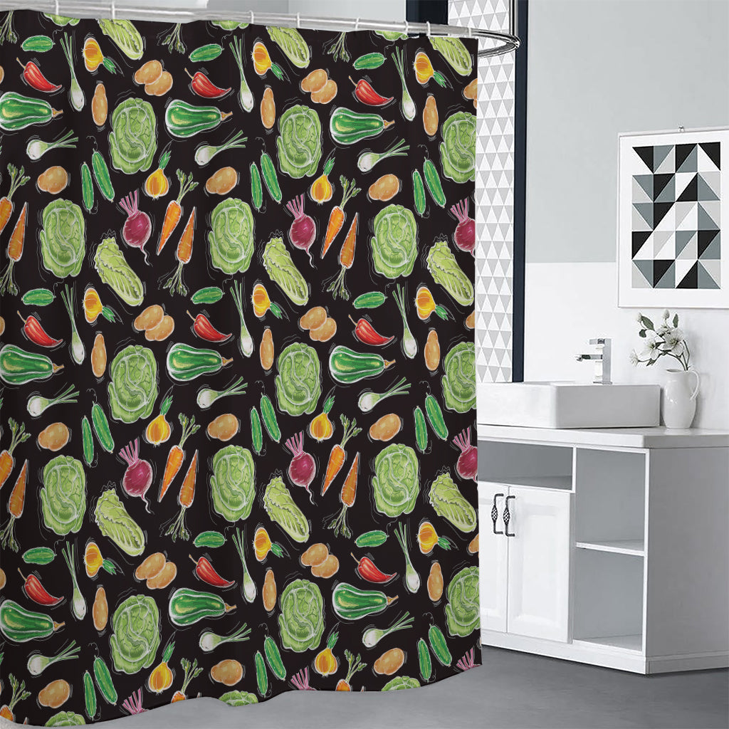 Fresh Vegetable Pattern Print Premium Shower Curtain