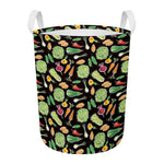 Fresh Vegetable Pattern Print Round Laundry Basket
