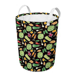 Fresh Vegetable Pattern Print Round Laundry Basket