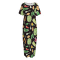 Fresh Vegetable Pattern Print Short Sleeve Long Nightdress