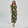 Fresh Vegetable Pattern Print Short Sleeve Maxi Dress