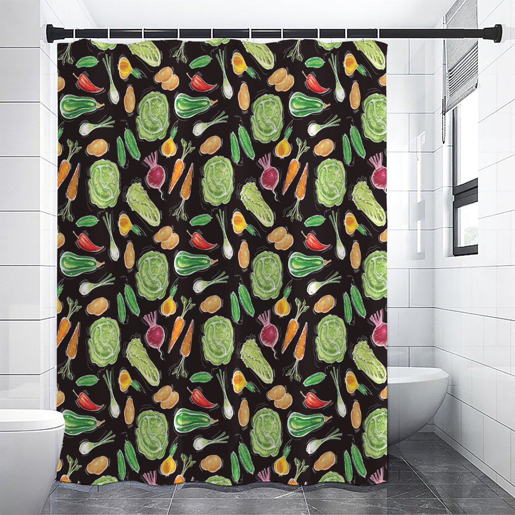 Fresh Vegetable Pattern Print Shower Curtain