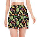 Fresh Vegetable Pattern Print Side Slit Mini Skirt