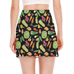 Fresh Vegetable Pattern Print Side Slit Mini Skirt