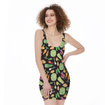 Fresh Vegetable Pattern Print Sleeveless Bodycon Dress
