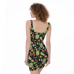 Fresh Vegetable Pattern Print Sleeveless Bodycon Dress