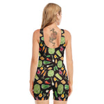 Fresh Vegetable Pattern Print Sleeveless One Piece Swimsuit