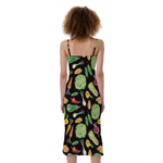 Fresh Vegetable Pattern Print Slim Fit Midi Cami Dress