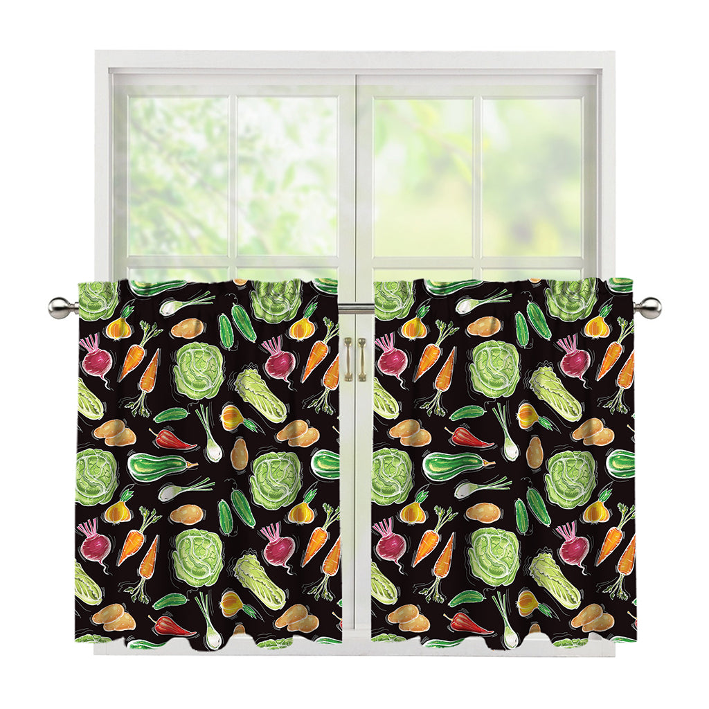 Fresh Vegetable Pattern Print Tier Curtains