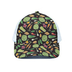 Fresh Vegetable Pattern Print White Mesh Trucker Cap