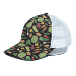 Fresh Vegetable Pattern Print White Mesh Trucker Cap