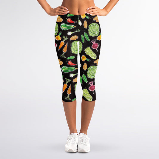 Fresh Vegetable Pattern Print Women's Capri Leggings