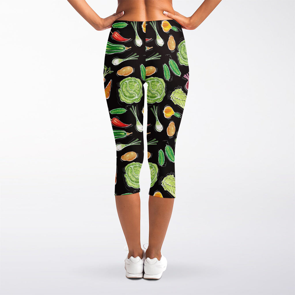 Fresh Vegetable Pattern Print Women's Capri Leggings