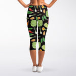 Fresh Vegetable Pattern Print Women's Capri Leggings