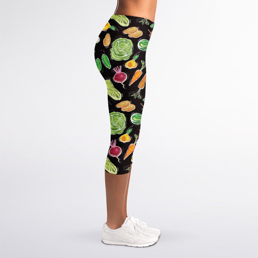 Fresh Vegetable Pattern Print Women's Capri Leggings