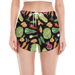 Fresh Vegetable Pattern Print Women's Split Running Shorts