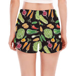 Fresh Vegetable Pattern Print Women's Split Running Shorts