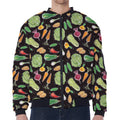 Fresh Vegetable Pattern Print Zip Sleeve Bomber Jacket