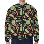 Fresh Vegetable Pattern Print Zip Sleeve Bomber Jacket