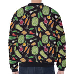 Fresh Vegetable Pattern Print Zip Sleeve Bomber Jacket