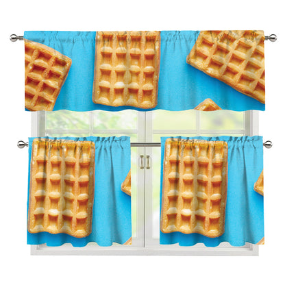 Fresh Waffles Print 3 Piece Kitchen Curtains