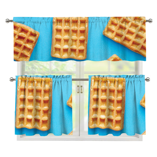 Fresh Waffles Print 3 Piece Kitchen Curtains