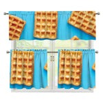 Fresh Waffles Print 3 Piece Kitchen Curtains